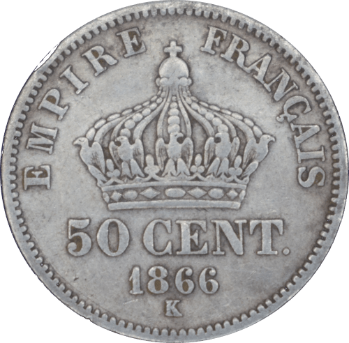 Revers 50 Centimes Napoleon III 1866 K