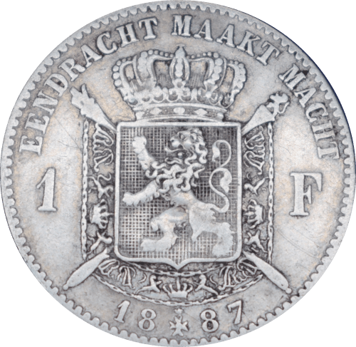 Revers 1 franc Léopold II 1887