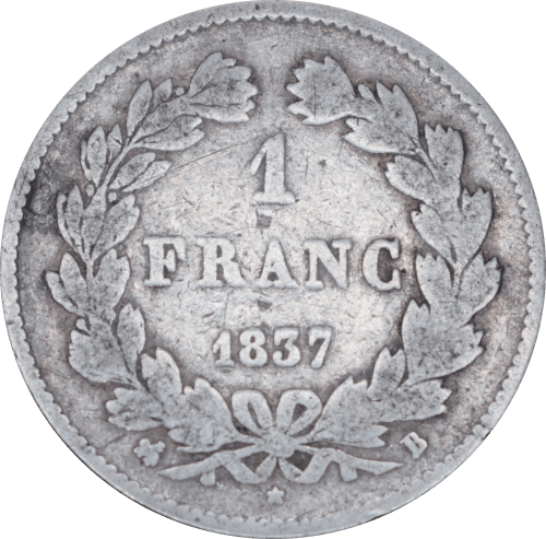 Revers 1 franc Louis-Philippe 1837 B