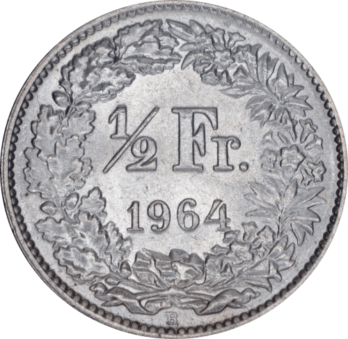 Revers 1/2 franc Helvetia debout 1964