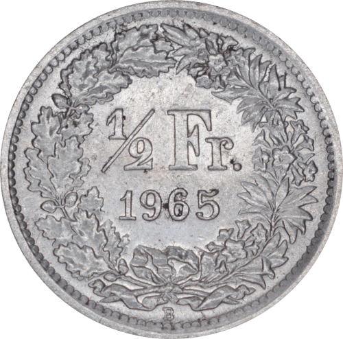 Revers 1/2 franc Helvetia debout 1965