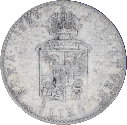 Revers 1/4 lire François Ier 1824 V