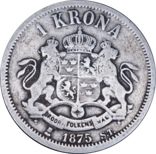 Revers 1 krona Oscar II 1875