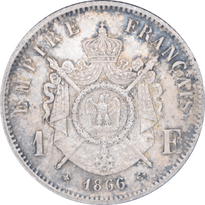 Revers 1 franc Napoléon III 1866 A