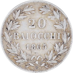 Revers 20 baiocchi - Pie IX 1865 R