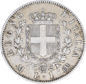 Revers 1 lire 1863 M BN Vittorio Emanuele II