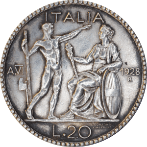 Revers 20 lires "Littore" 1928 R Vittorio Emanuele III