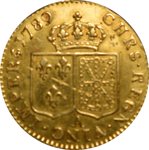 Revers Louis d'or aux écus 1789 A Louis XVI