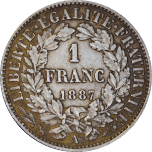 Revers 1 franc 1887 A Cérès