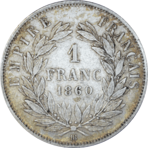 Revers 1 franc 1860 BB Napoléon III
