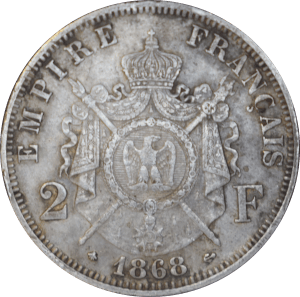 Revers 2 francs 1868 A Napoléon III