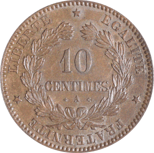 Revers 10 centimes 1871 A Cérès